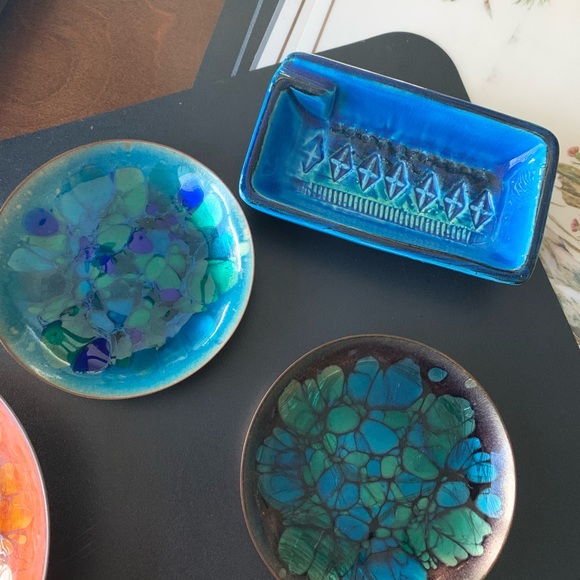 Stunning vintage enamel on copper bowl artist signed Win Ng SF rare MCM - Picture 3 of 4